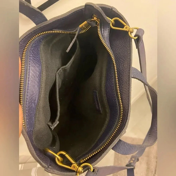 Madewell The Small Transport Leather Tote Dark Midnight Blue - Picture 11 of 15